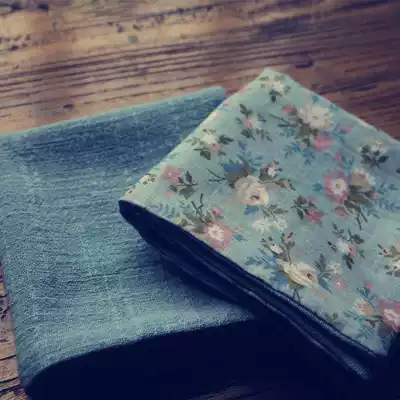Plain cotton linen cotton yarn tea towel absorbent quick-drying tea cloth Blue floral handkerchief pot towel Tea ceremony accessories tea towel