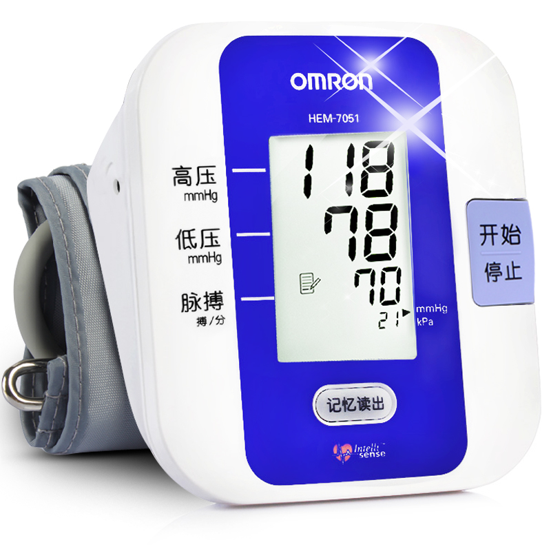 欧姆龙电子血压计HEM-7051 全自动上臂式 家用血压仪器