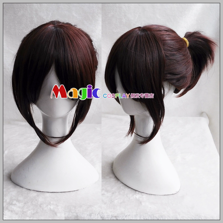 Cosplay Tóc giả King of Glory Tóc đuôi ngựa Vĩnh biệt My Concubine Yu Ji Hair Pack Dark Brown Matte Silk - Cosplay