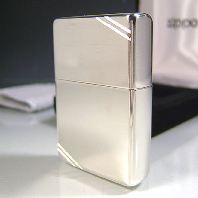 18 years old shop piglet Zippo pure silver 1937 Classical cut angle mirror 14
