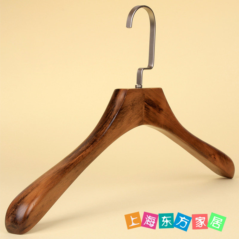 Adult Male Clothing Shop Wood Hanger Retro Solid Wood Hanger Clothes Hang Thickened Clothes Rack Wood Hanger Wholesale