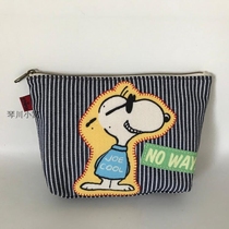Japanese Denim Stripes Cartoon Puppy Cute Lining Storage Clutch Womens Bags Missing Ears