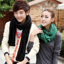 Korean version of wool scarf male Lady autumn and winter student couple winter wild warm knitted twist dual-purpose scarf