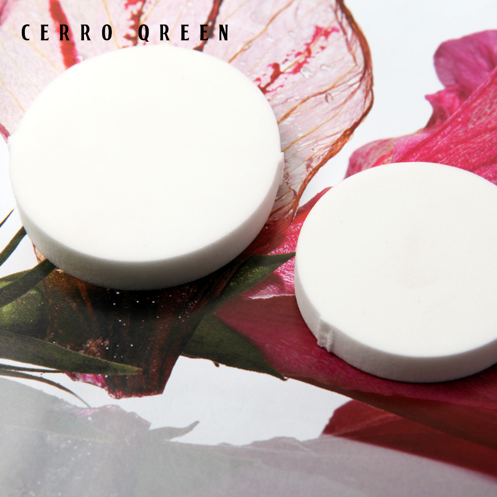 cerro qreen彩妆品牌 非乳胶圆形海绵 粉底海绵 小块细节 6片装