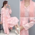 Mùa xuân và mùa hè 2019 mới của phụ nữ màu hồng váy hai mảnh váy dài cổ điển hàn quốc váy organza váy phù hợp với - Váy dài