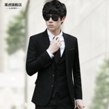 Мужской комплект, костюм для отдыха, пиджак классического кроя, свадебное платье, 3 предмета, в корейском стиле