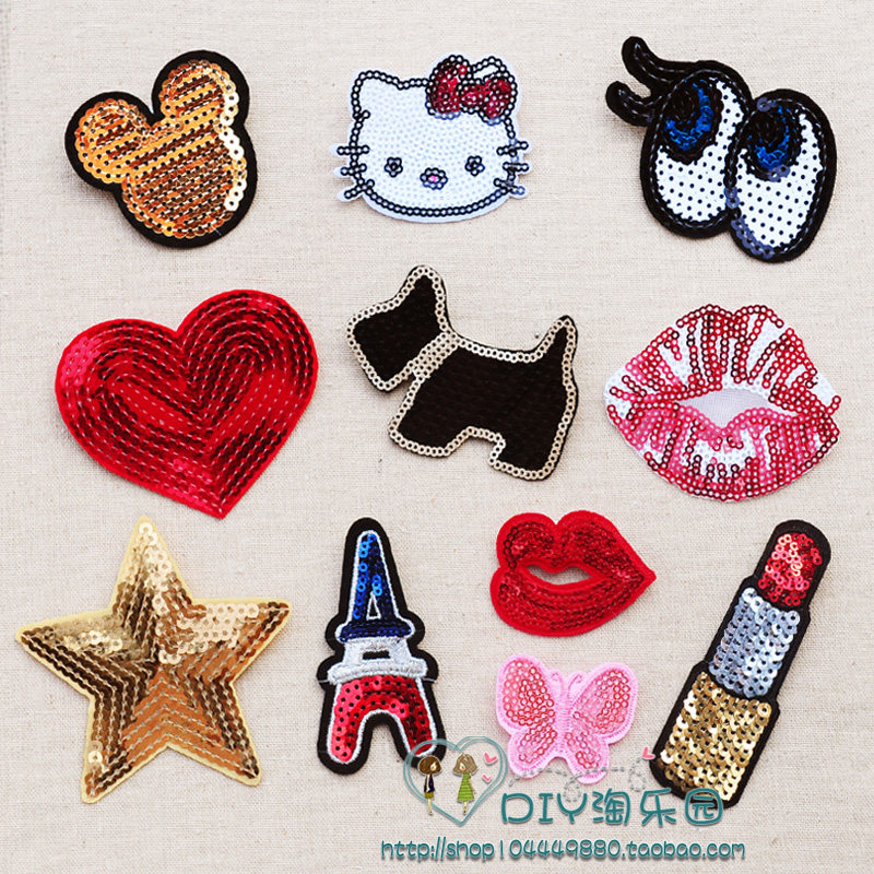 Cute small sequin bead sweater clothing jacket decorative cloth patch patch patch red heart love eyes