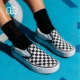 [s o s] Vans bàn cờ đen trắng một bàn đạp đôi nam nữ đôi giày thể thao giày vải thông thường