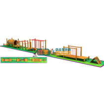 Outdoor importée Wooden Physical Fitness Combined Nursery School Early Teach Children Large Wooden Climbing Drill Hole Amusement Rack Swing Bridge C