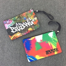 Outer single Korean printing graffiti style combination peripheral AB-sided canvas cosmetic bag Wrist strap storage bag