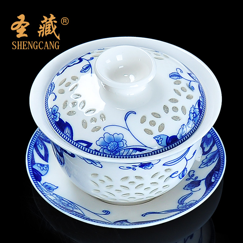 St hidden ceramic bowl tureen only three porcelain bowl to bowl with lid and exquisite hollow out kung fu tea bowl of tea cups