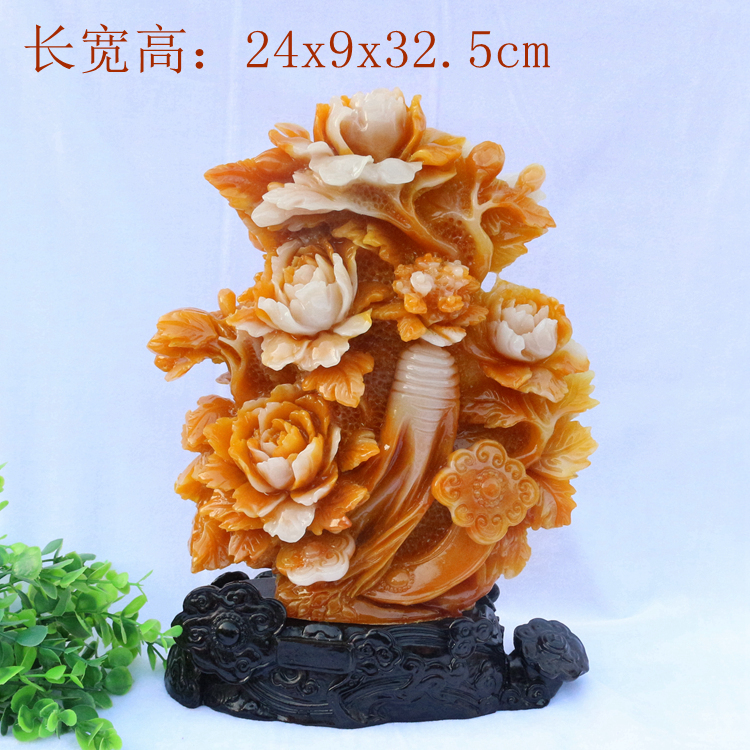 Jade decoration living room Natural jade life Ruyi stone carving imitation yellow wax stone Home furnishing