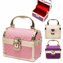 Mini jewelry box with lock Korean princess jewelry storage box European style childrens decorative gift ornaments with mirror