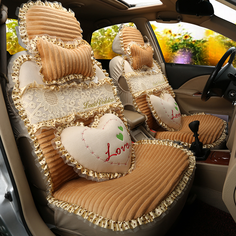 2015启辰T70 D50 R50X专用座套冬季新款毛绒可爱蕾丝全包围坐垫套