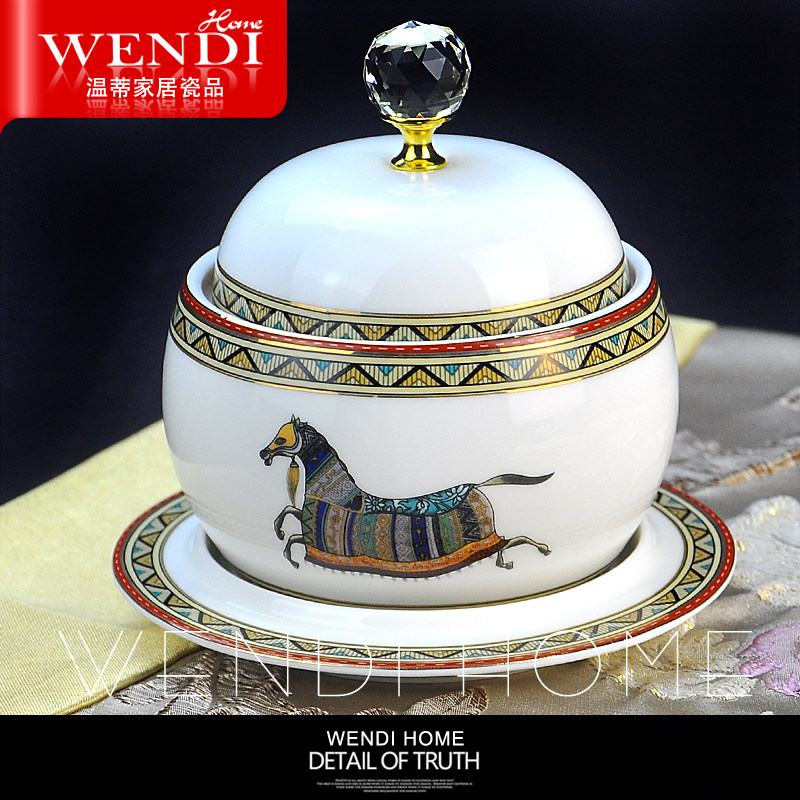 Ceramic crystal top medicated food stew pot Drum-shaped mini water-proof stew pot with snow clam, bird's nest and shark's fin stew pot