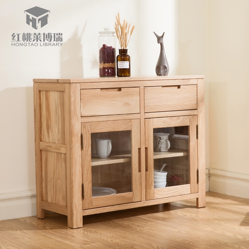 Solid wood sideboard modern and simple Dining room cabinet living room storage cabinet Kitchen tea cabinet double door two draw special price