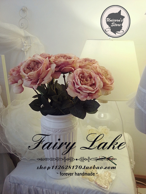 European Retro Baroque Advanced Rose Simulation Flower Core-spun Rose Silk Flower Gradient Korean Pink Rose