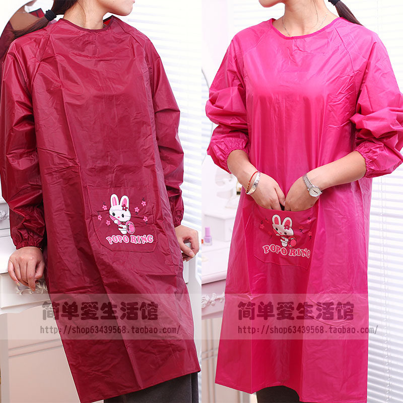 Full waterproof long-sleeved rabbit anti-oil and anti-fouling apron adult anti-dressing smock kitchen work clothes smock