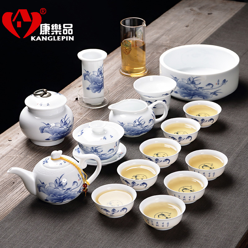 Recreational product ceramic tea set white porcelain kung fu tea mercifully tea tea sets tureen teapot household of Chinese style tea cups