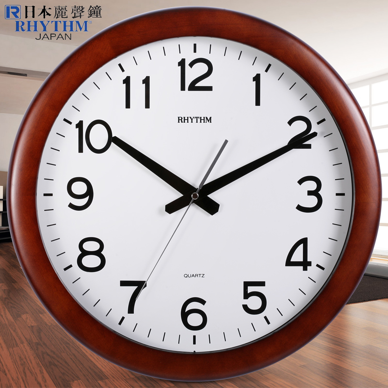 RHYTHM Lionic Japan Import Hanging Bell 16 Inch Office Living Room Clock Upscale Solid Wood Silent Quartz Clock