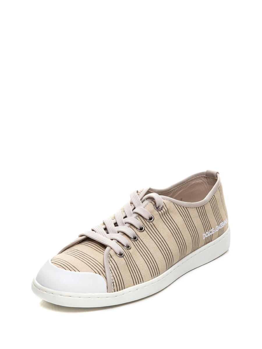 Dolce&Gabbana 卡其色条形纹印花休闲鞋