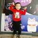 Cô gái Mèo may mắn Turtleneck Plus Áo len đỏ nhung Hàn Quốc Cha mẹ và trẻ em Mặc mùa thu và mùa đông Trẻ em Em bé Gia đình Ba Gói quần legging bé gái Trang phục dành cho cha mẹ và con