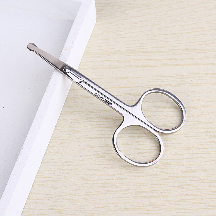 Stainless steel round head scissors Men's nose hair trimmer lady small beauty cut eyebrow manual nose briskler