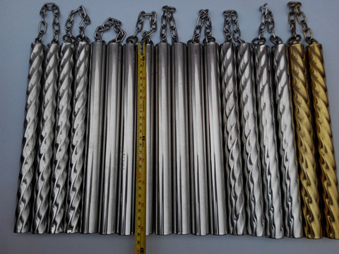 Threaded stainless steel performance Double-section stick with screw practice stick Double-cut-head round head Two-section stick anti-slip two knobsters