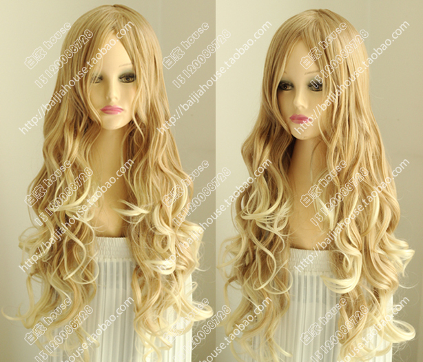 European and American Style Light Mixed Gold Long Curly Hair with Middle Parting and Long Bangs, Gentle Big Wave Curls, Fluffy and Fashionable Loli Wig European and American Style Light Mixed Gold Long Curly Hair with Middle Parting and Long Bangs, Gentle Big Wave Curls, Fluffy and Fashionable Loli Wig