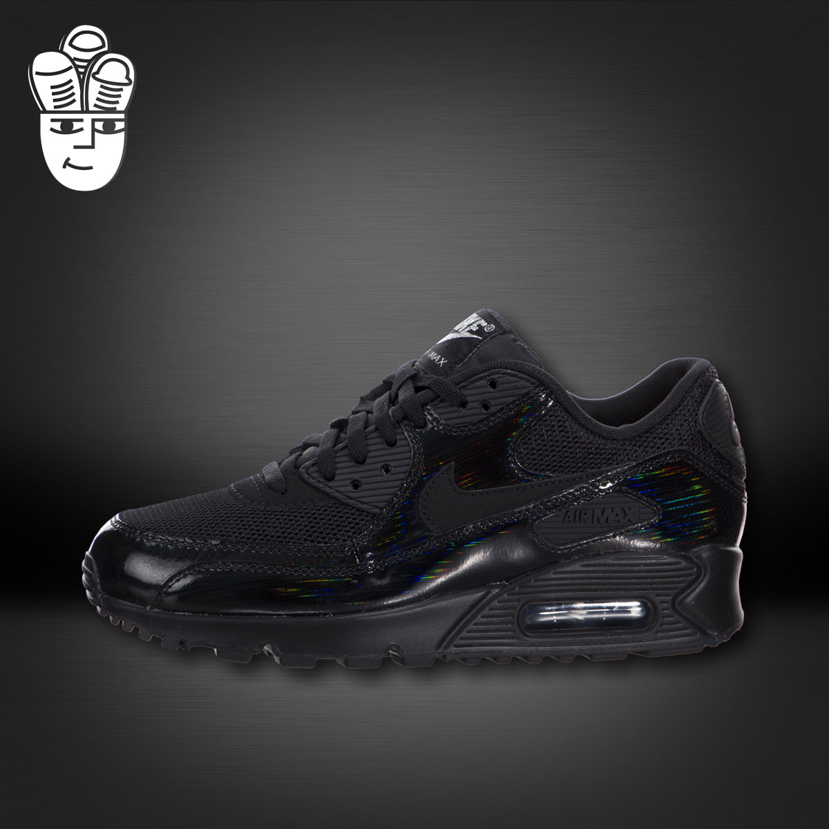 Nike Air Max 90 PRM 耐克女子复古气垫跑鞋 黑色漆皮休闲鞋