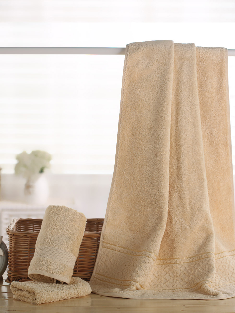 terry palmer|米色宫廷花1浴1面1方埃及棉三件套