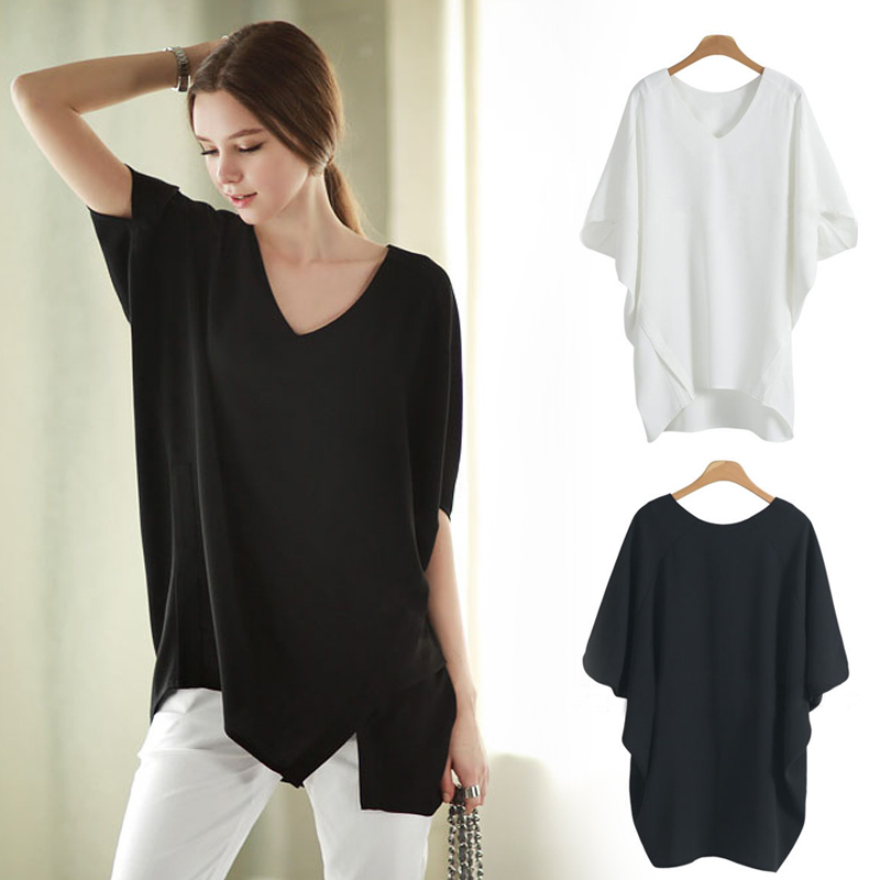 Yanyong's New Summer Style Solid Color Batman V-Neck Pullover Loose Large Size Breathable Shirt Short-Sleeved Shirt