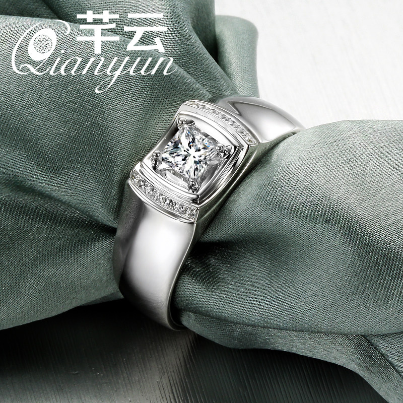 18K white gold 1 carat Princess Square GIA loose diamonds custom diamond men's ring platinum wedding ring 50 minutes diamond ring