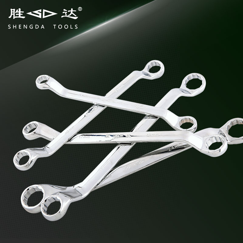 Shengda tools (electroplating) double-headed plum wrench double-headed glasses wrench auto repair machine repair two-headed wrench