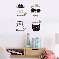 ins Wind hand-painted cat cartoon wall sticker bedroom dormitory wall decoration arrangement cabinet tile glass sticker