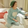 Mất tiền khi thua lỗ! Phiên bản Hàn Quốc của các quý cô thời trang giản dị thả lỏng cotton cổ tròn nhà dịch vụ đồ ngủ dài tay ấm áp thương hiệu đồ ngủ cao cấp