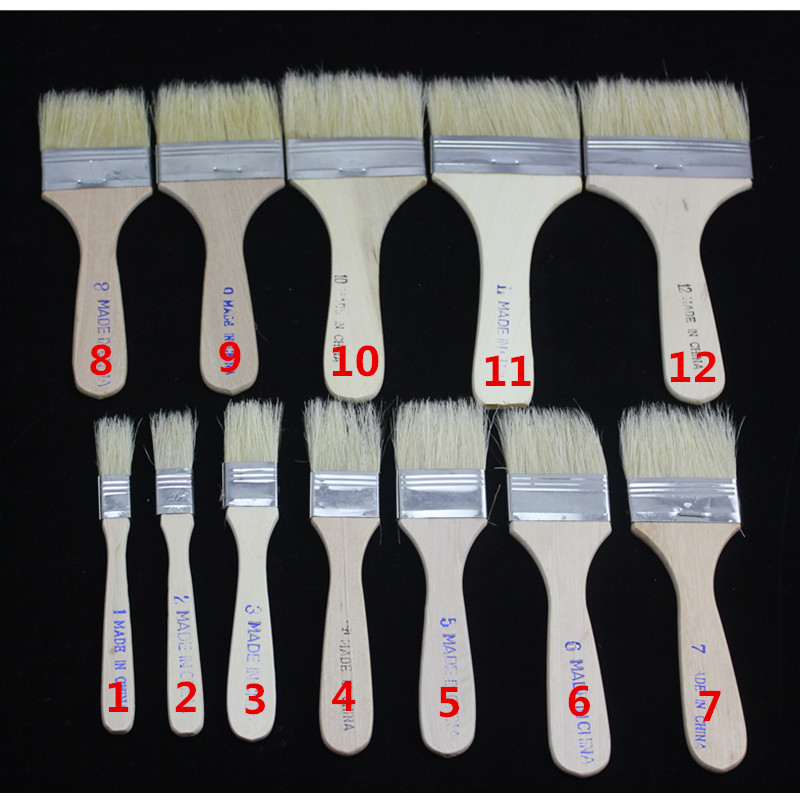SHORT POLE PIG HAIR BRUSH PAINT BRUSH PIG HAIR BRUSH DECORATION BRUSH WATERPROOF PAINT BRUSH OIL PAINTING BRUSH 1-12 #