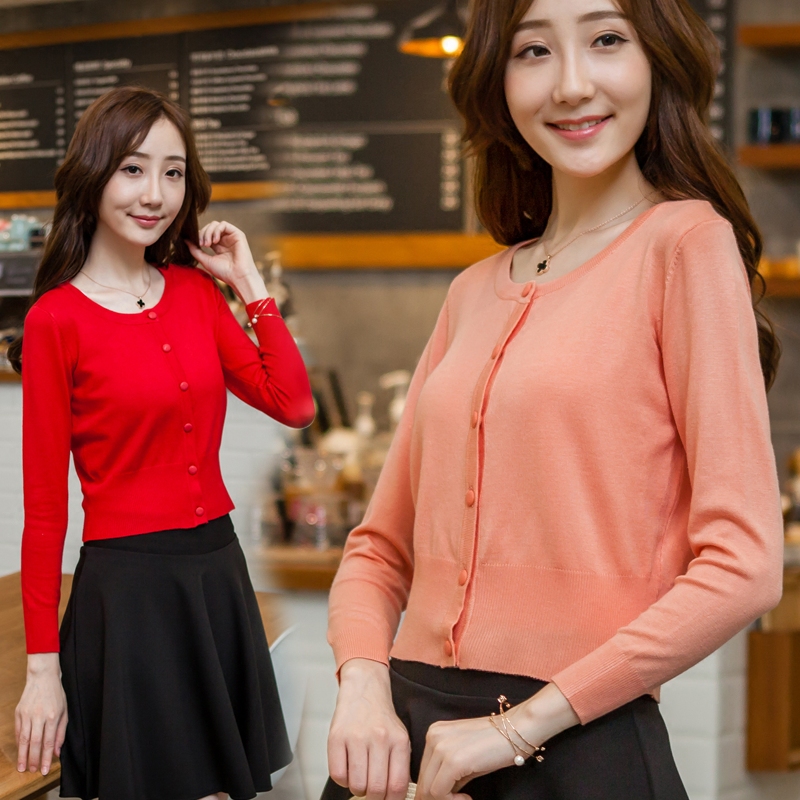 2021 spring new women's sweater knitted sweater jacket thin air-conditioned shirt jacket short knitted cardigan