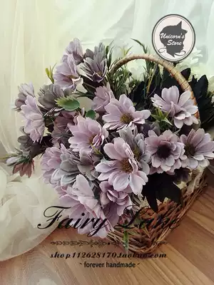 Simulation plain blue purple and white 10 small Persian chrysanthemum plush flower heart daisy wild chrysanthemum simulation silk flower decorative flower