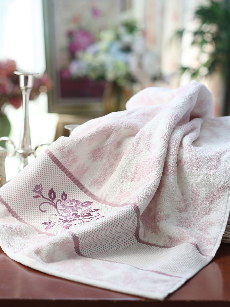 terry palmer|粉色断档绣花埃及棉浴巾