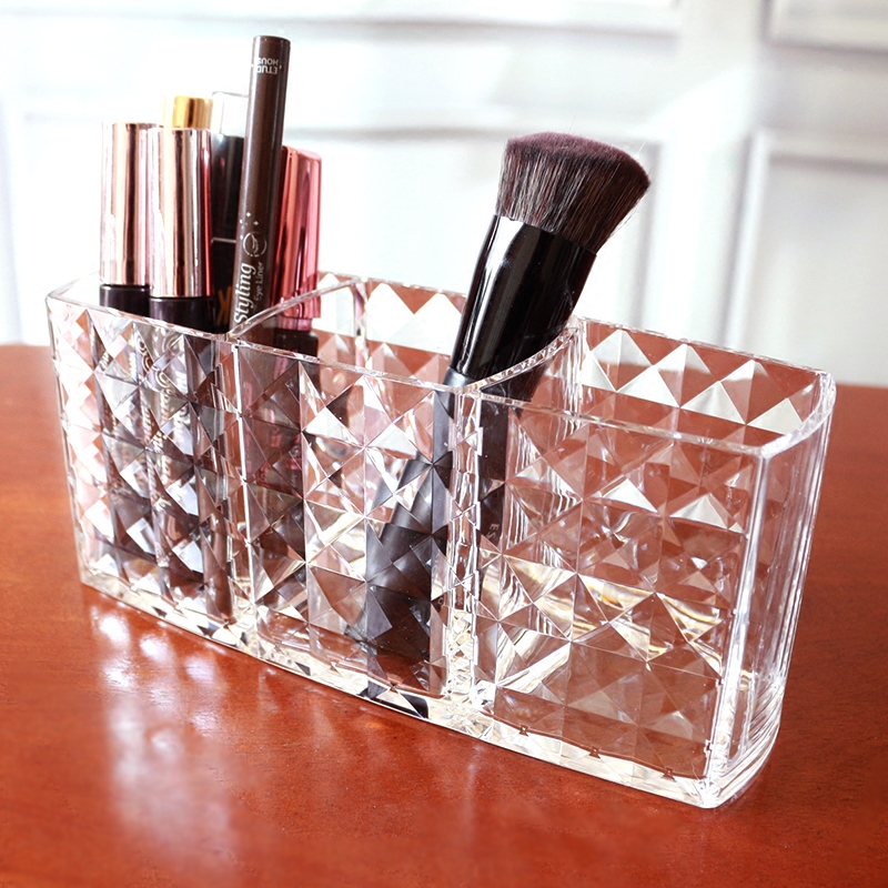 Desktop makeup brush storage bucket Plastic eyebrow pencil comb storage barrel Eye shadow brush bucket Cosmetic set brush storage box