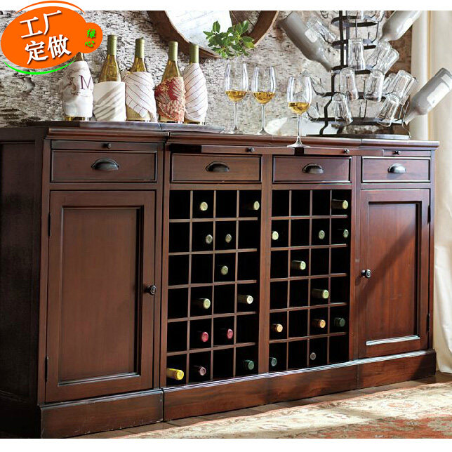 Custom-made fashion American solid wood wine cabinet retro oak rack multi-functional wine rack simple locker sideboard