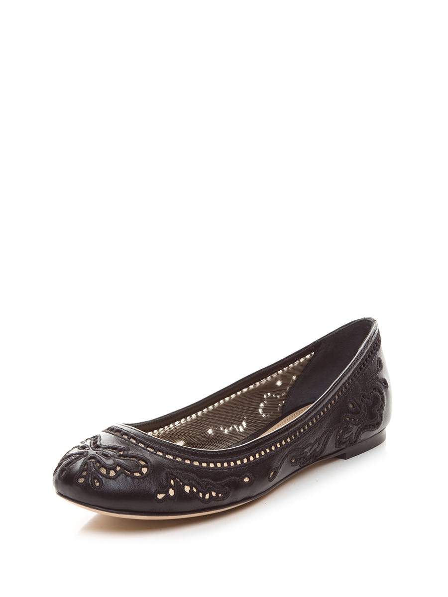 Dolce&Gabbana 黑色镂空蝴蝶饰平底鞋