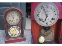 Antique miscellaneous collection special price gilt copper Yantai Baozi brand mechanical clock old table clock coffee bar decoration ornaments