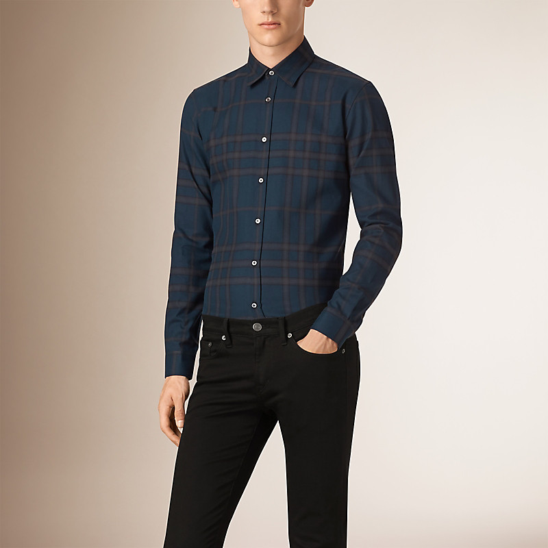 BURBERRY/博柏利修身剪裁格纹棉质衬衫 39952071