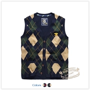 Giải phóng mặt bằng đính kèm áo len 2017 mùa xuân New Men Cotton đan Vest Retro Rhombus Jacquard