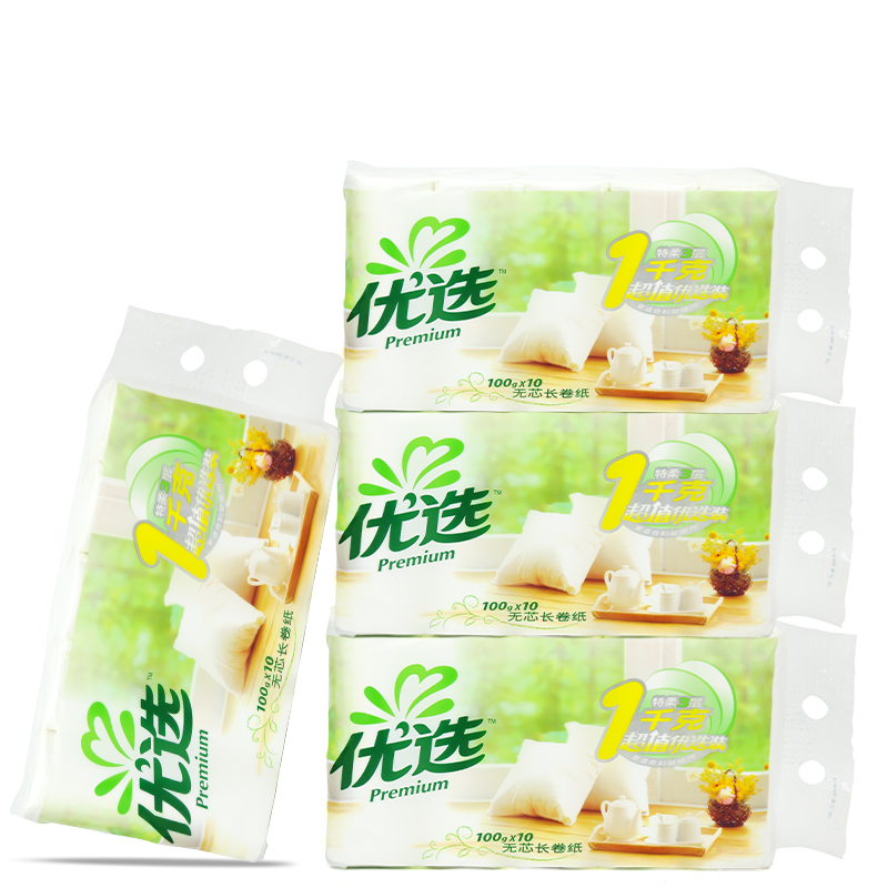 心相印卫生纸巾优选无芯长卷纸100gX10卷/提*4提 LR110