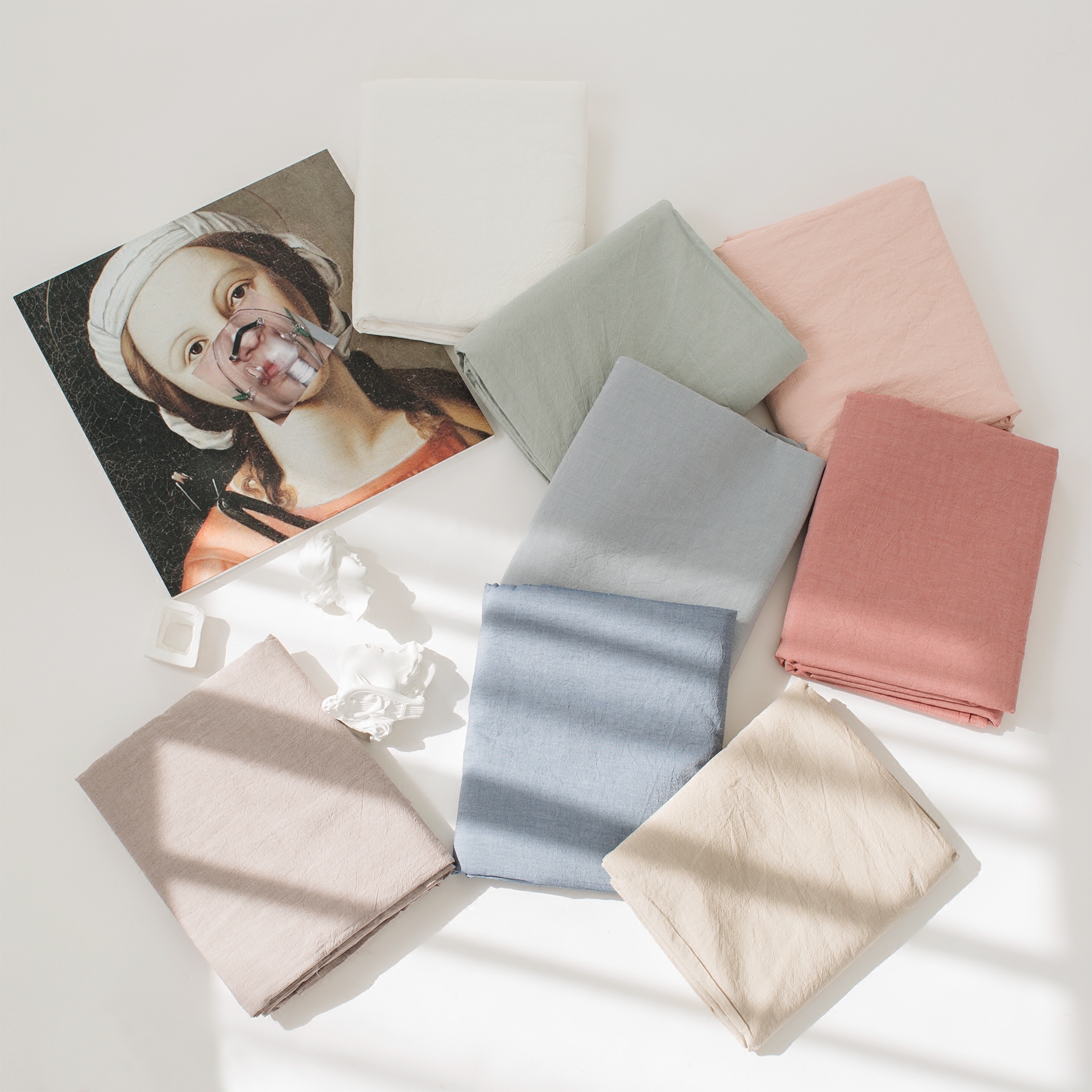 Simple washed cotton solid color double bed single piece cotton bed bag cotton single bed cover sheet 1 5 1 8 meters