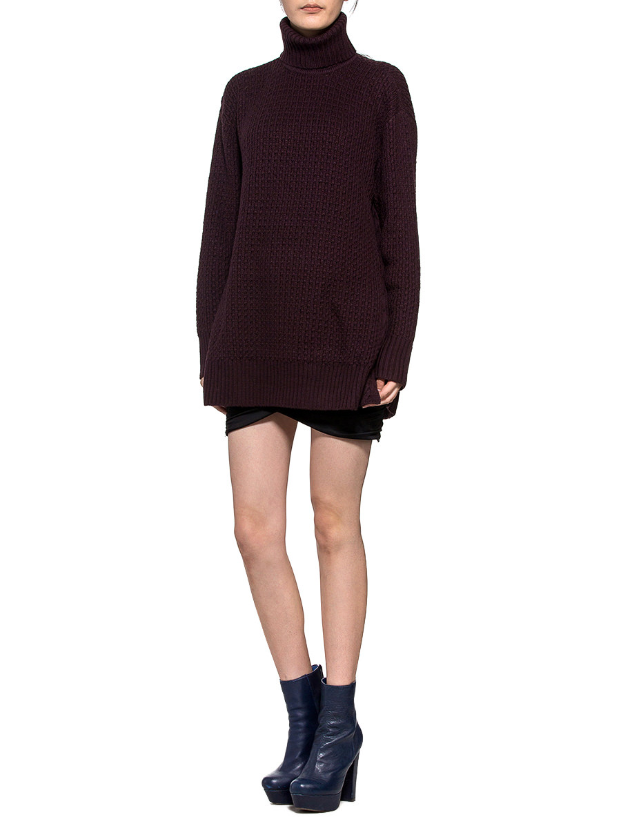 EQ:IQ 深红色高领针织上衣