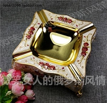 17 Russian metal ashtray ashtray square rose lotus rose diamond gold silver thick